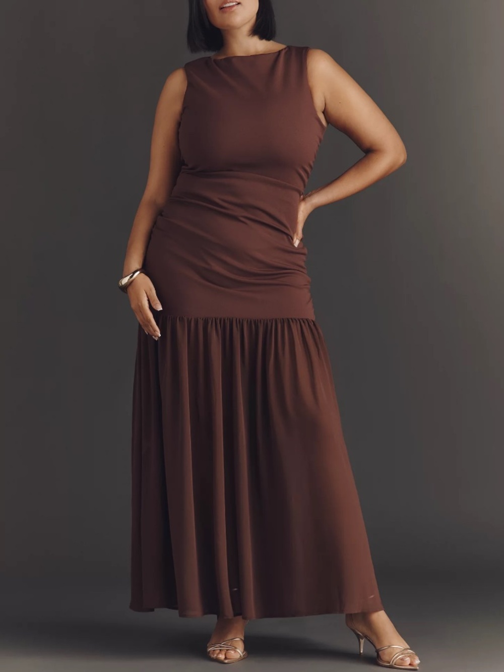 Anthropologie Show Me Your Mumu Aria Plus Strapless Maxi Dress CHOCOLATE BROWN